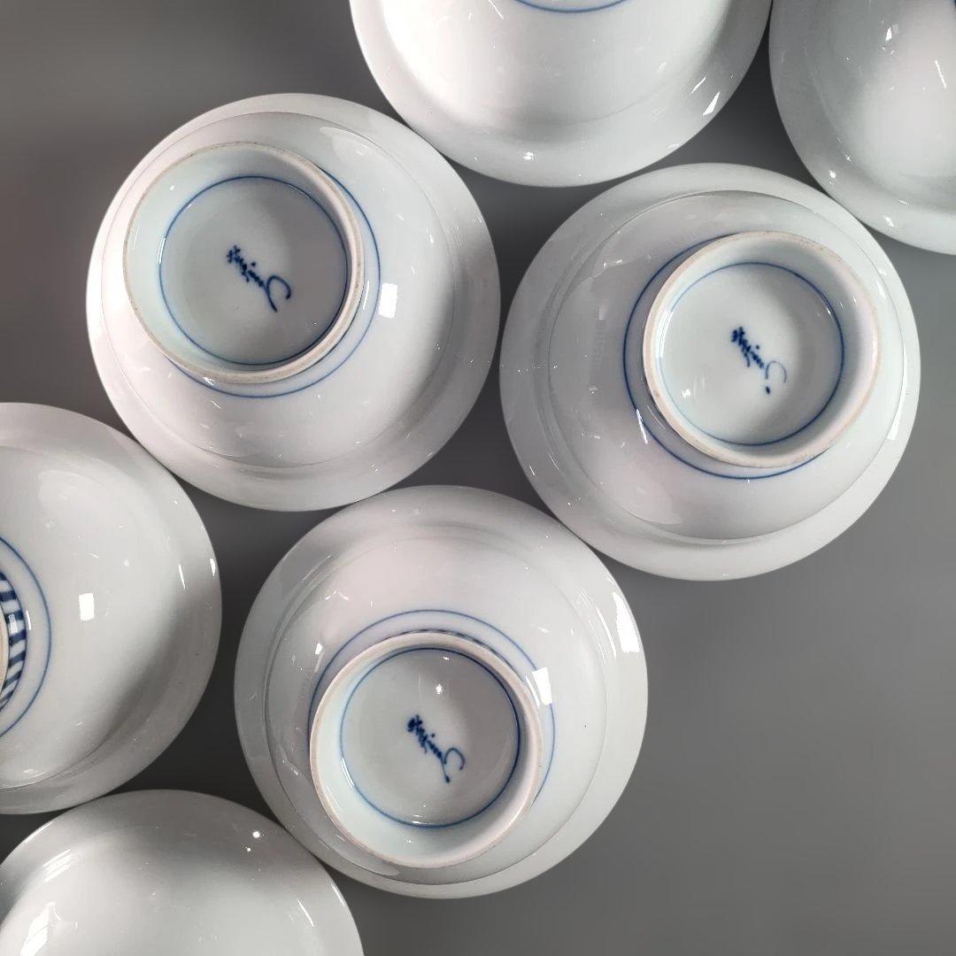 A1342-1/有田焼/幸右衛門窯/染錦金彩色絵花草文茶碗10客/飯碗/懐石道具