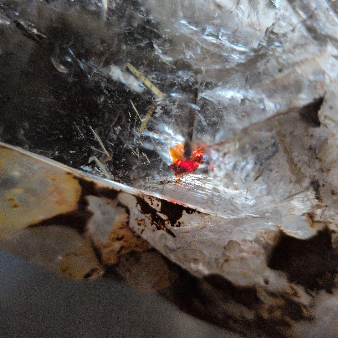 スモーキークォーツ ポイント型 置物 木製台座付き