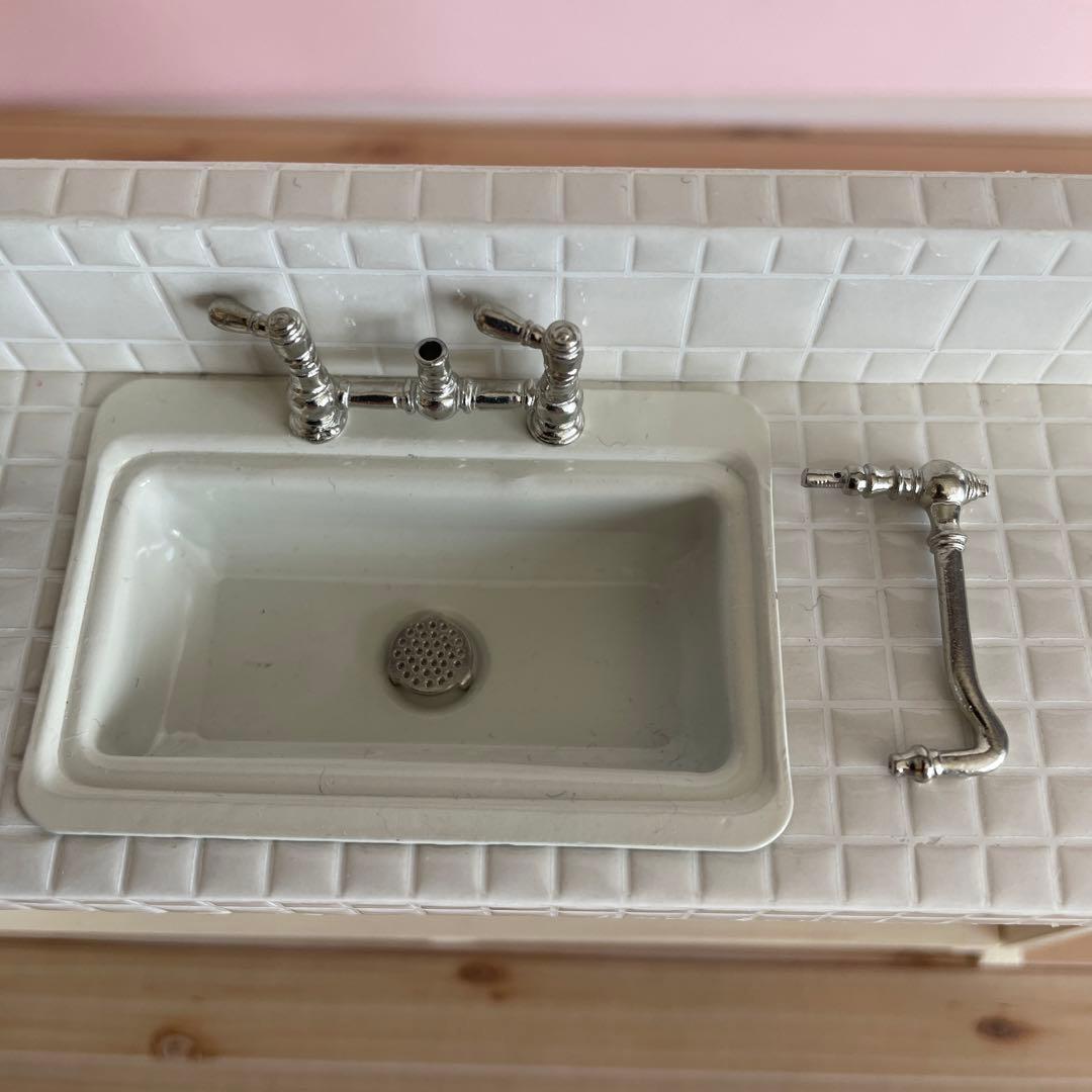 1/12ドールハウス ミニチュア リーメント●シンク キッチン●ミニ厨房庵 金属