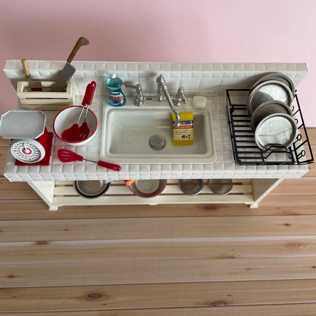 1/12ドールハウス ミニチュア リーメント●シンク キッチン●ミニ厨房庵 金属