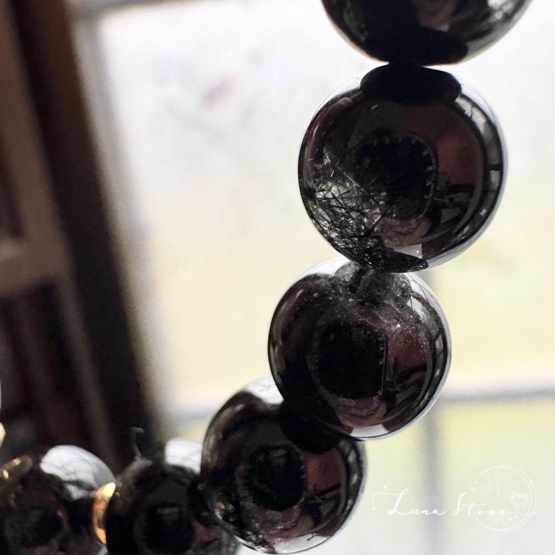 【タイチンルチル×ブラックルチル】黄金の光を宿す存在感 天然石 ブレスレット