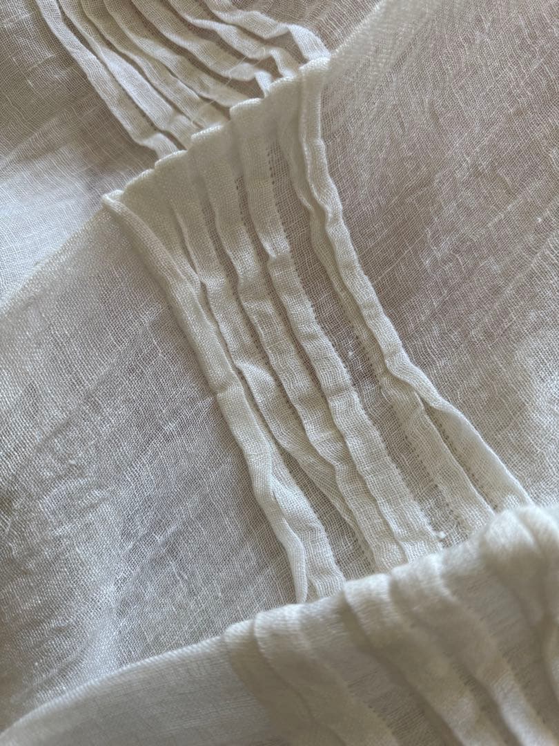 フランスブランドMaison de mondリネン刺繍のカーテン白