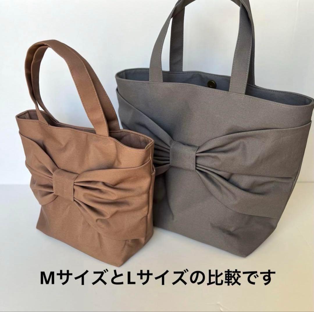 【はるちゃん★☆】大きなリボンのトートバッグLサイズ　帆布　ファスナー開閉