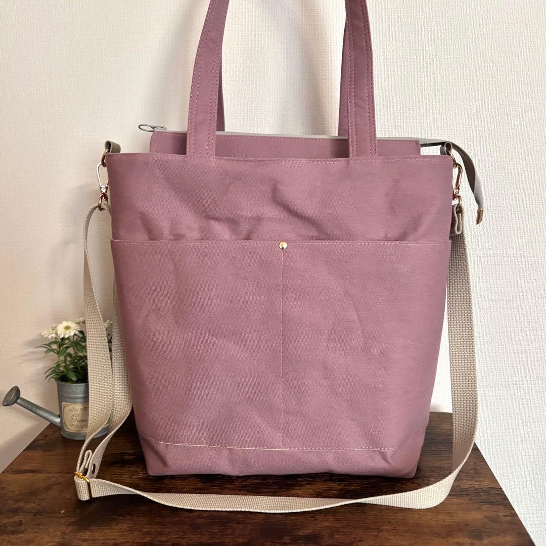 【はるちゃん★☆】大きなリボンのトートバッグLサイズ　帆布　ファスナー開閉