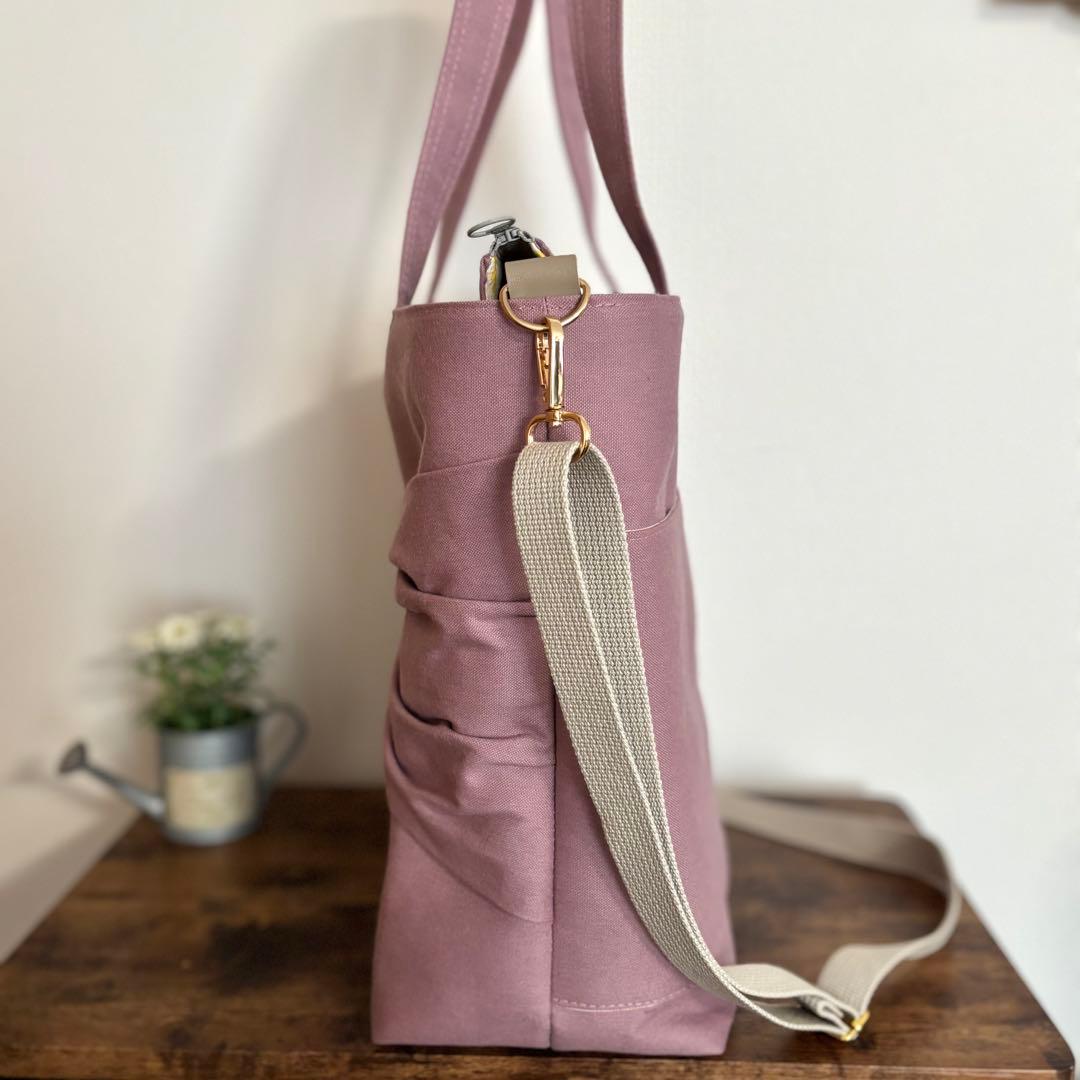 【はるちゃん★☆】大きなリボンのトートバッグLサイズ　帆布　ファスナー開閉