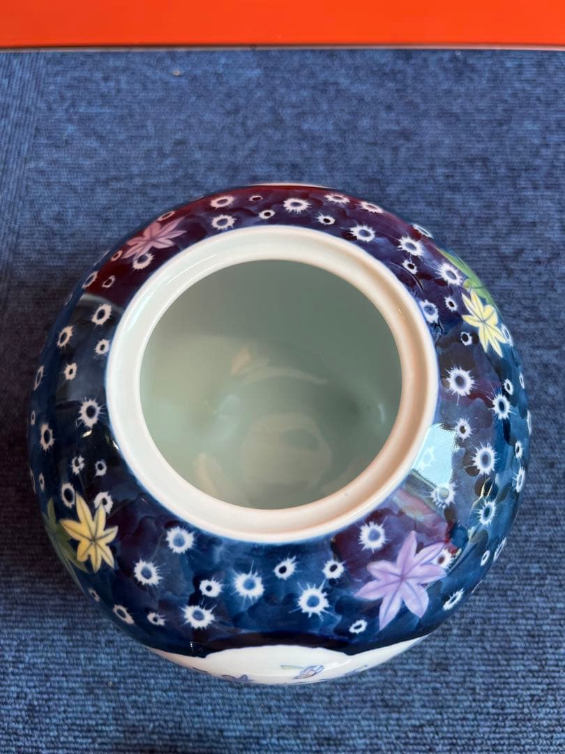 1066 有田焼　色絵花鳥　香炉　未使用