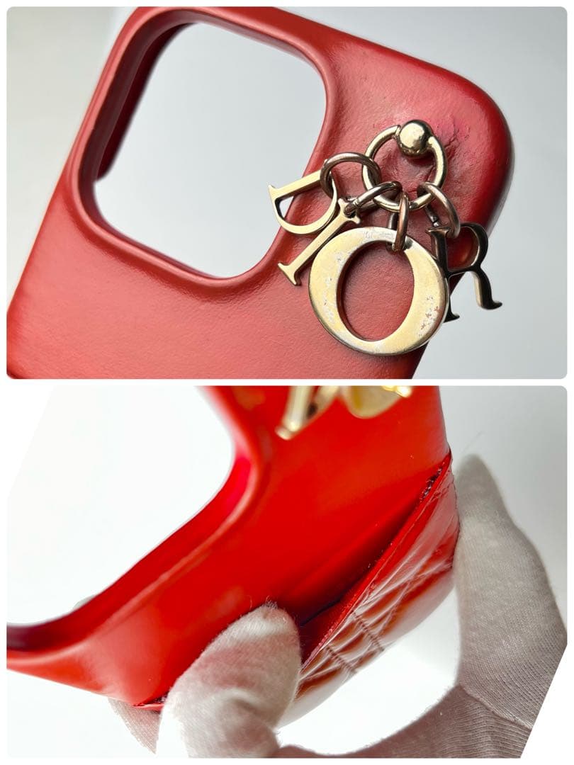 【極美品】LadyDior iPhone14proケース カナージュ ラムスキン