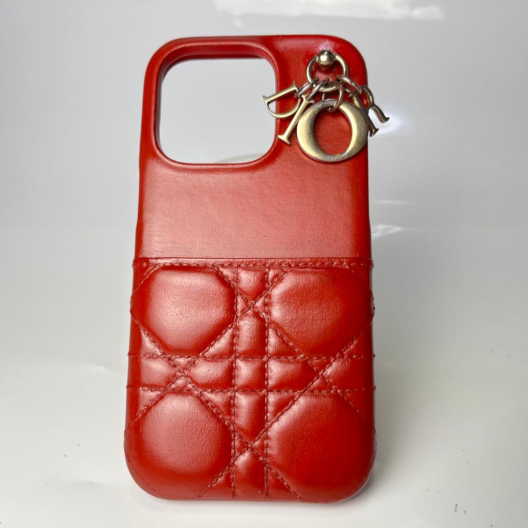 【極美品】LadyDior iPhone14proケース カナージュ ラムスキン