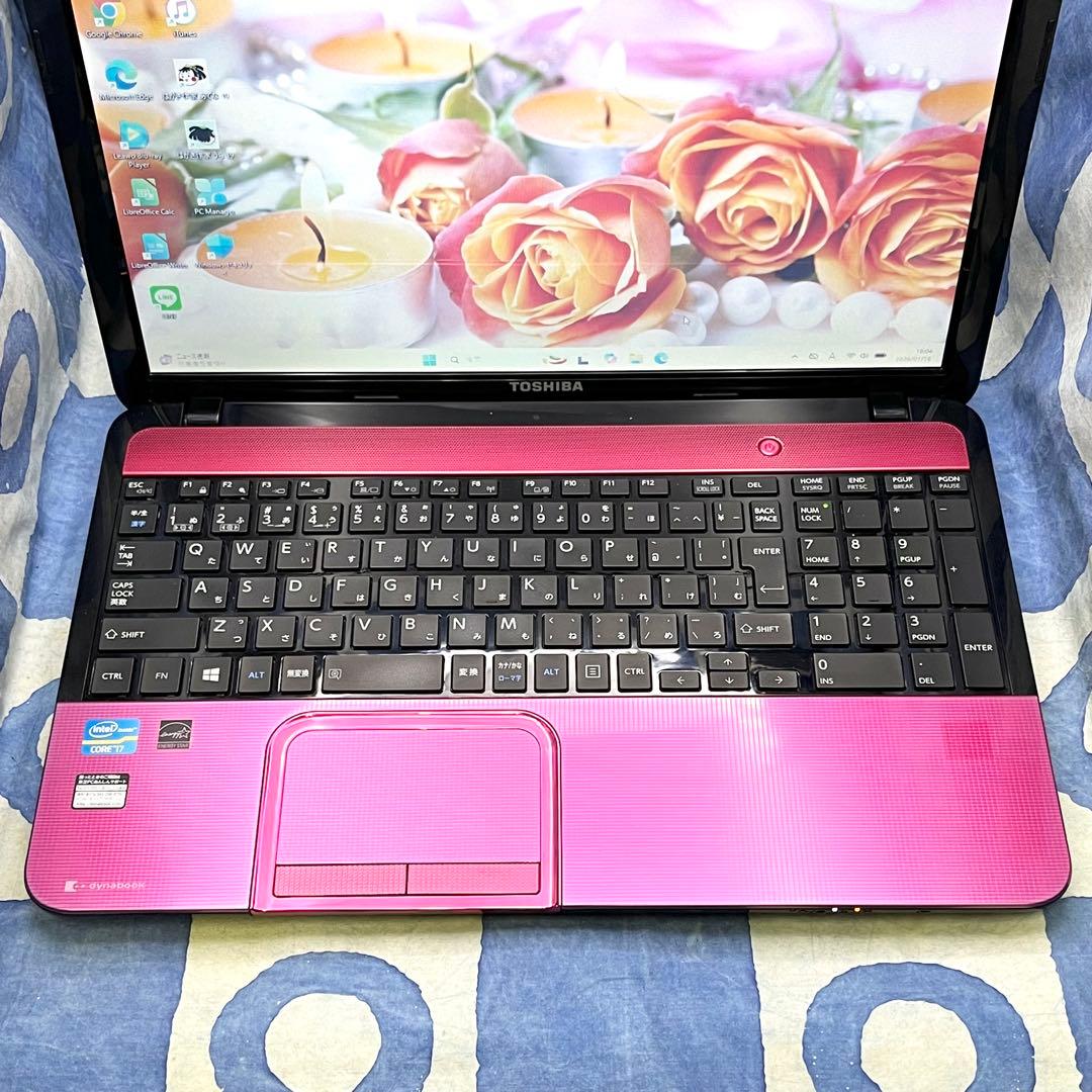 綺麗ブルーレイ♪快適SSD☆i7☆可愛いピンクノートPC♪カメラ付！Win11