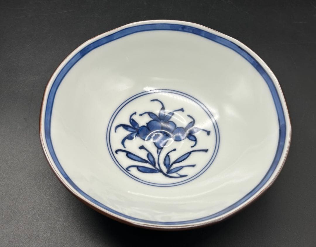 陶器　清水焼　京焼　向付　5枚 平安　竹峰　赤絵　染付　未使用品