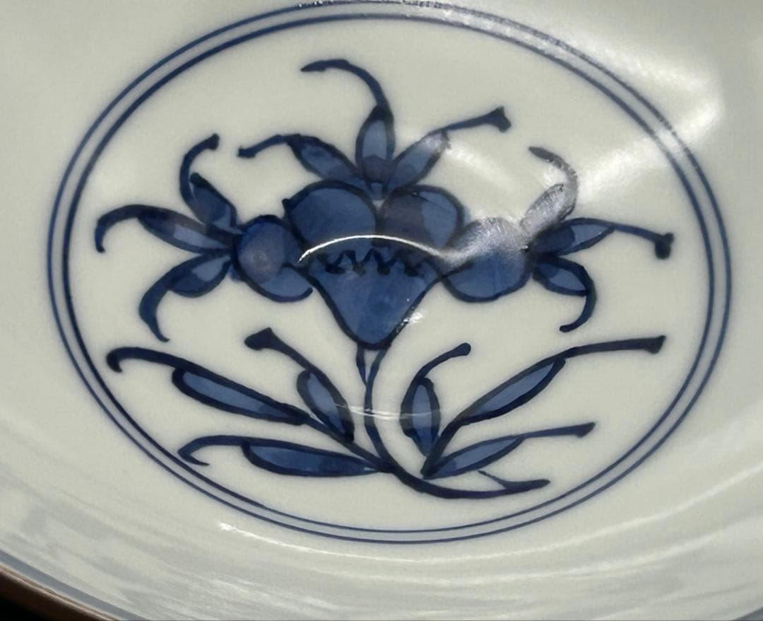 陶器　清水焼　京焼　向付　5枚 平安　竹峰　赤絵　染付　未使用品