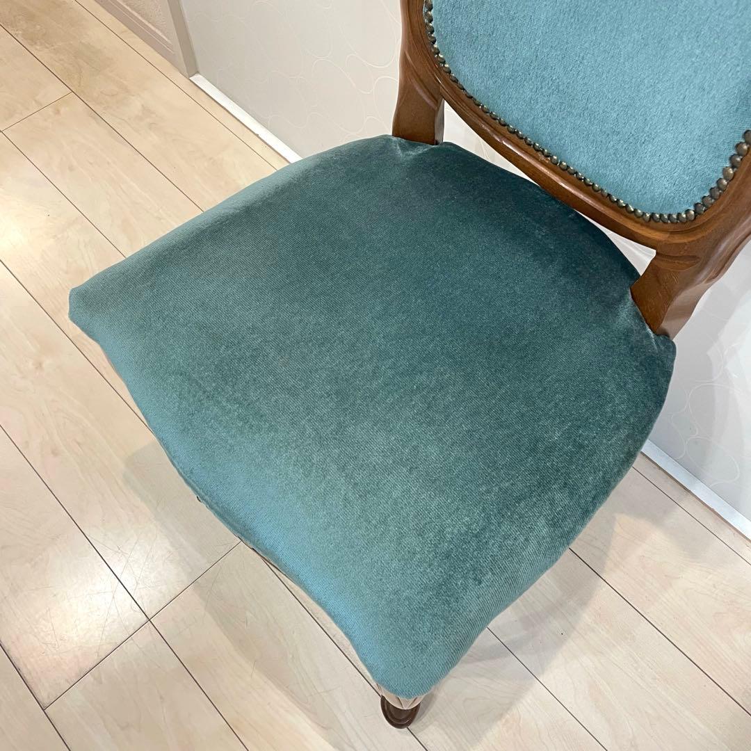 ダイニングチェア ロココ調チェア 猫脚 彫刻 木製 椅子 ベロア調　北欧 ②