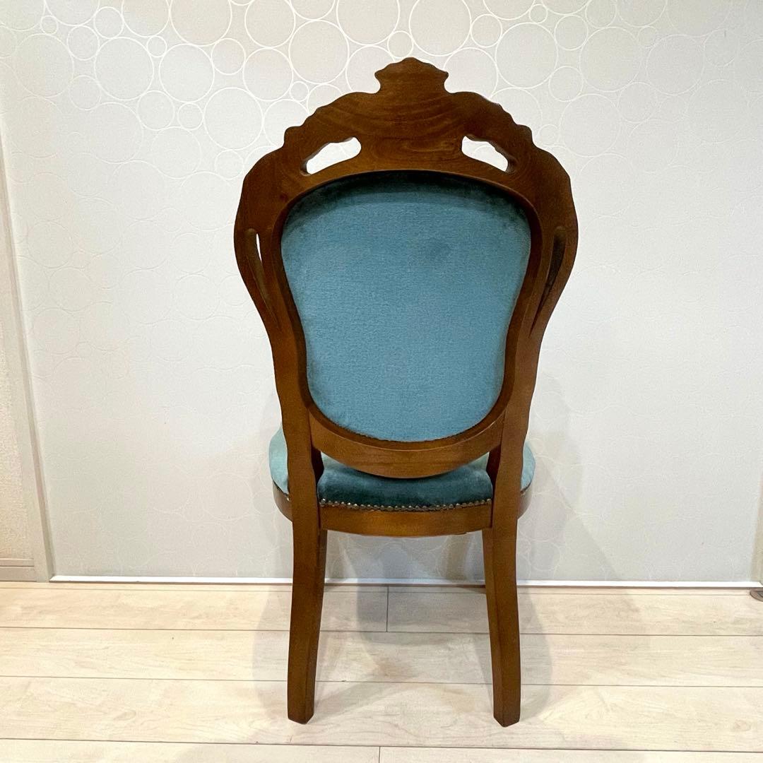 ダイニングチェア ロココ調チェア 猫脚 彫刻 木製 椅子 ベロア調　北欧 ②