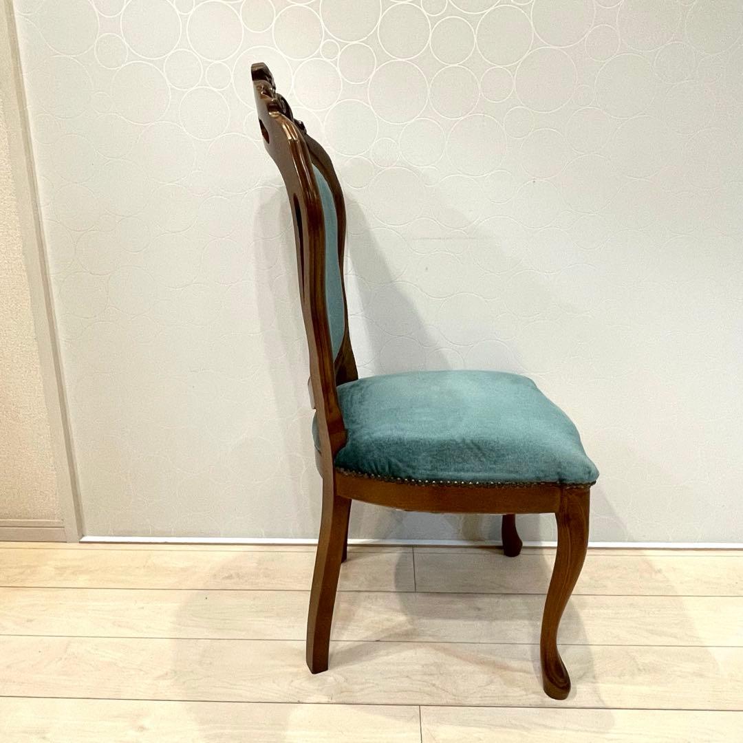 ダイニングチェア ロココ調チェア 猫脚 彫刻 木製 椅子 ベロア調　北欧 ②