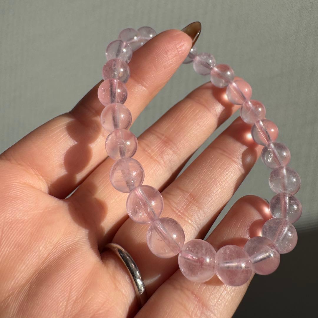 一点物　天然石　高品質　ピンク　モルガナイト　ブレスレット　16cm
