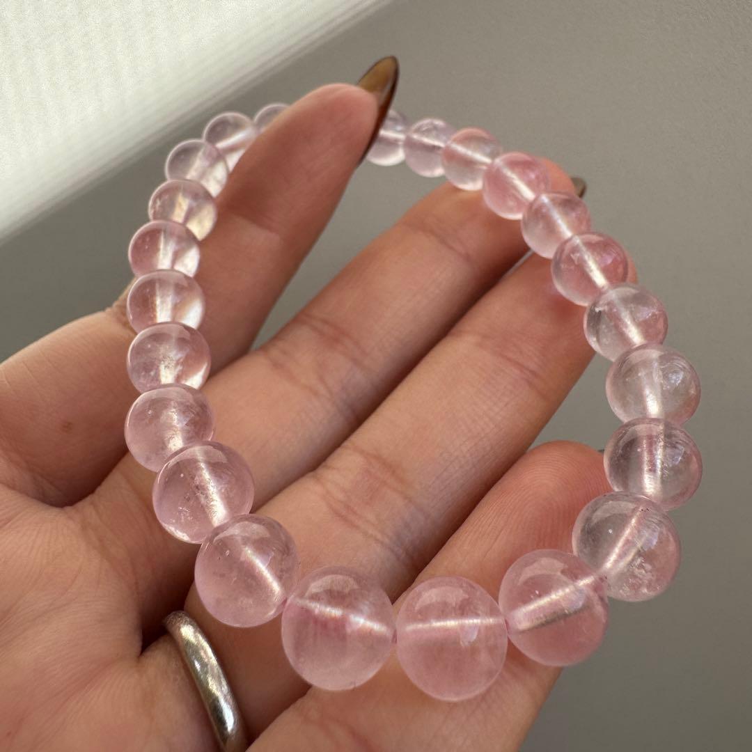 一点物　天然石　高品質　ピンク　モルガナイト　ブレスレット　16cm