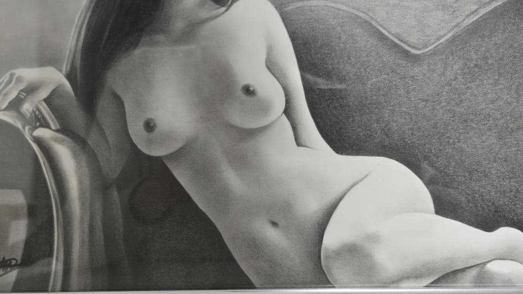 江副拓郎　「Mermaid」　鉛筆画　人物画　細密　美人画　肉筆　F4号　裸婦