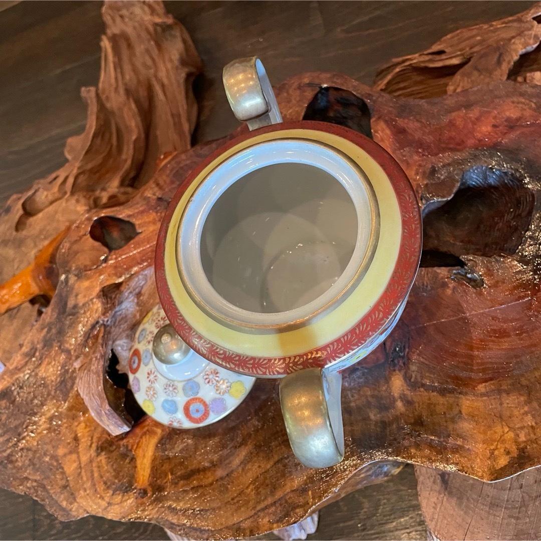 九谷焼 双耳 菊尽くし 金彩 壺★シュガー ポット 骨董 古民家 数奇 粋 風雅