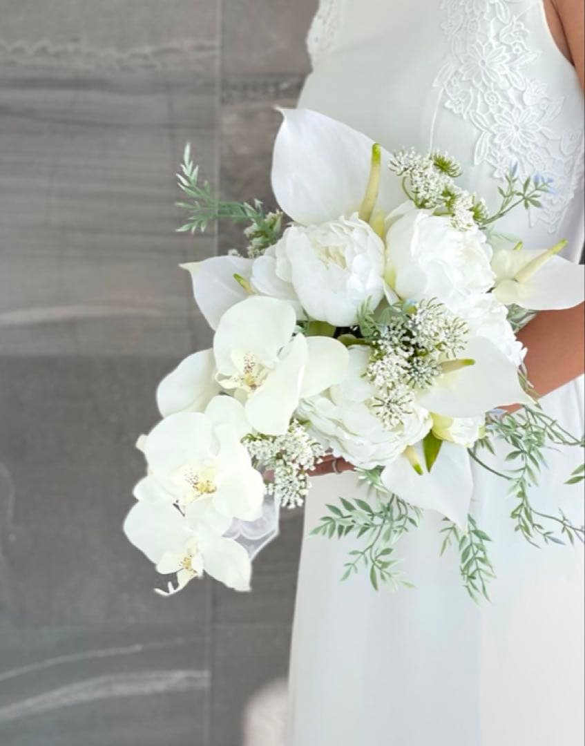 ウェディングブーケ アーティフィシャルフラワー ブートニア付き