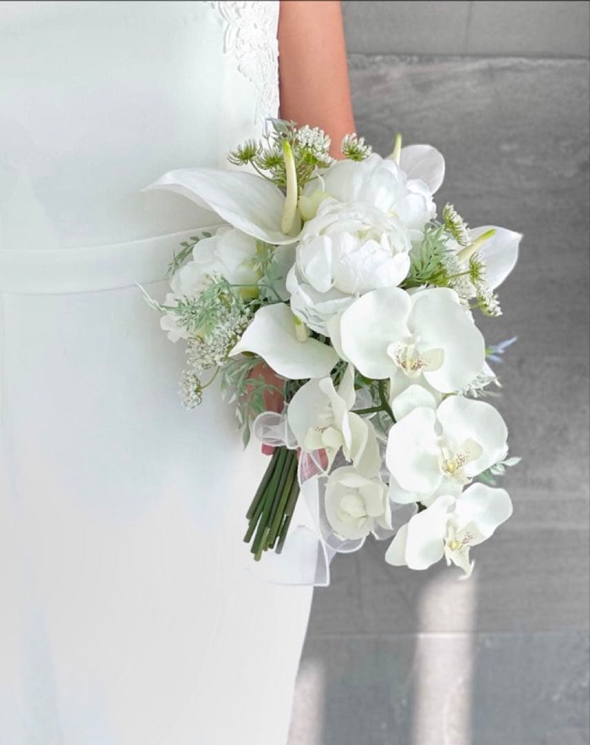 ウェディングブーケ アーティフィシャルフラワー ブートニア付き