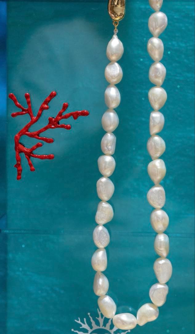 大粒バロックパール 石のようなパール　ネックレス 約45cm