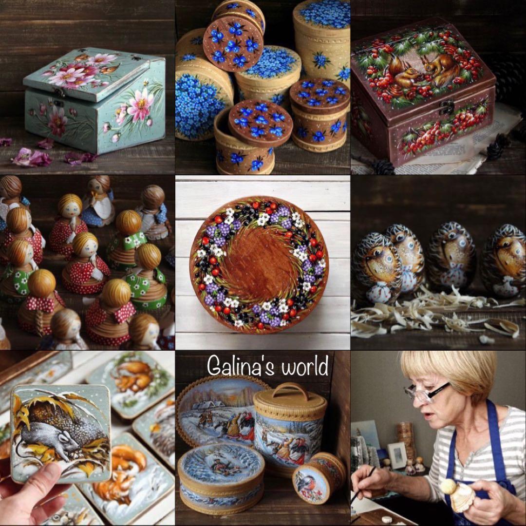 ロシア雑貨☆白樺工芸 べレスタ ベリーのリース ラウンド収納boxマトリョーシカ