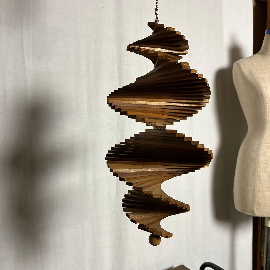 当時物ビンテージ品◾️木製スパイラル型 モビール 吊り下げオブジェ インテリア雑貨