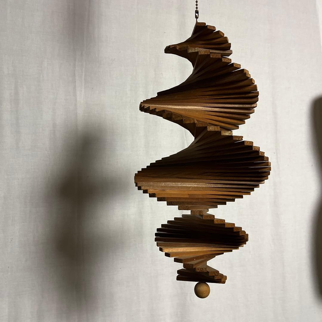 当時物ビンテージ品◾️木製スパイラル型 モビール 吊り下げオブジェ インテリア雑貨