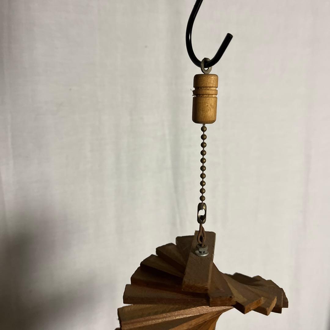 当時物ビンテージ品◾️木製スパイラル型 モビール 吊り下げオブジェ インテリア雑貨
