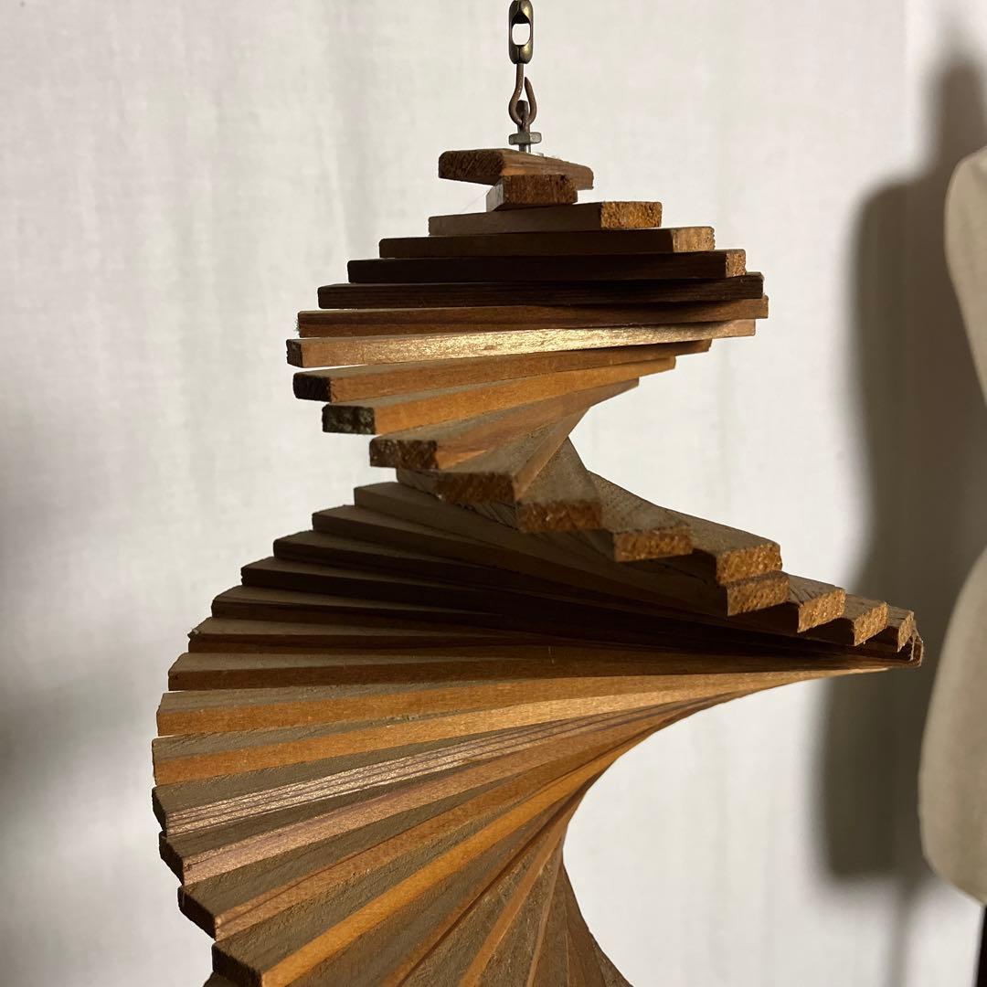 当時物ビンテージ品◾️木製スパイラル型 モビール 吊り下げオブジェ インテリア雑貨