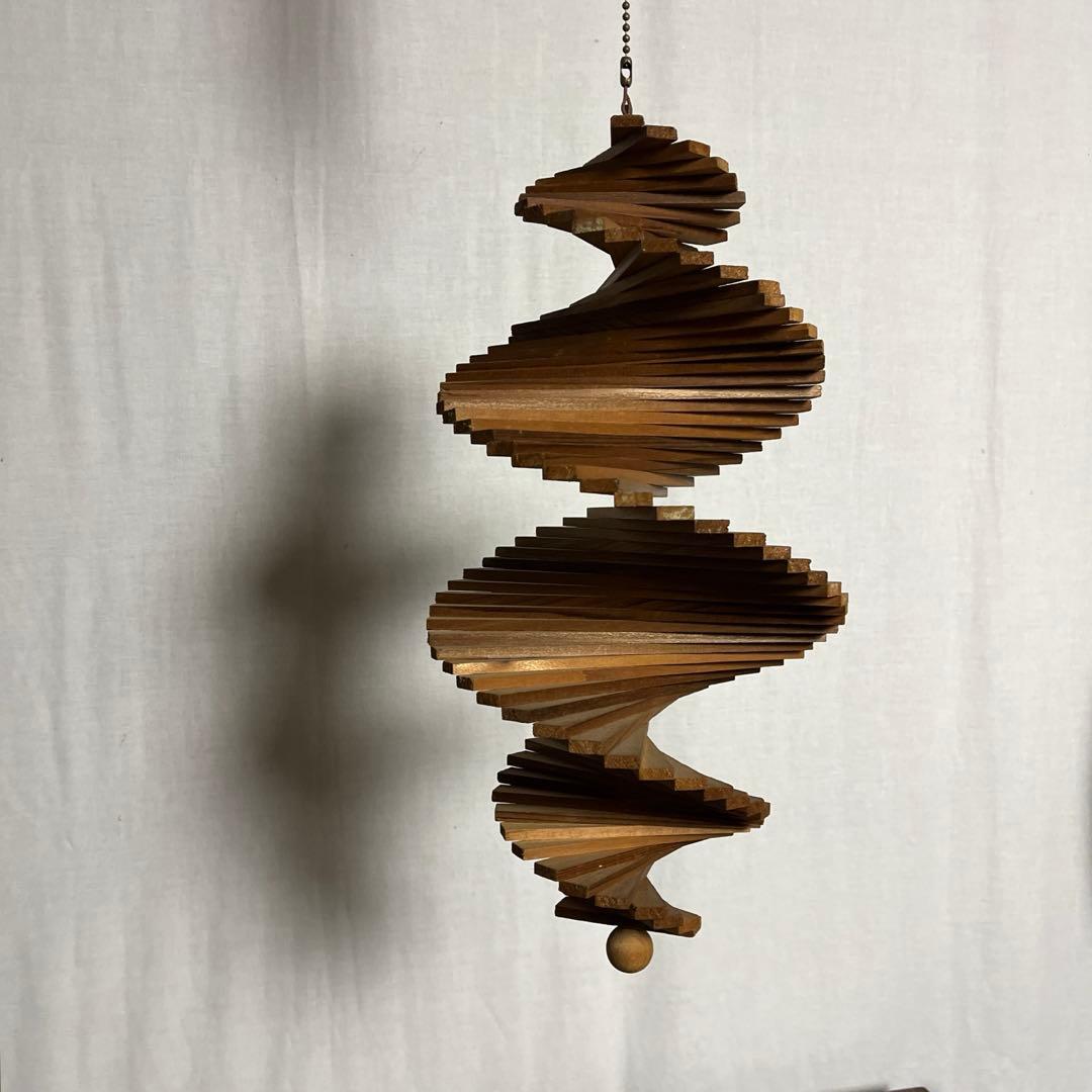 当時物ビンテージ品◾️木製スパイラル型 モビール 吊り下げオブジェ インテリア雑貨