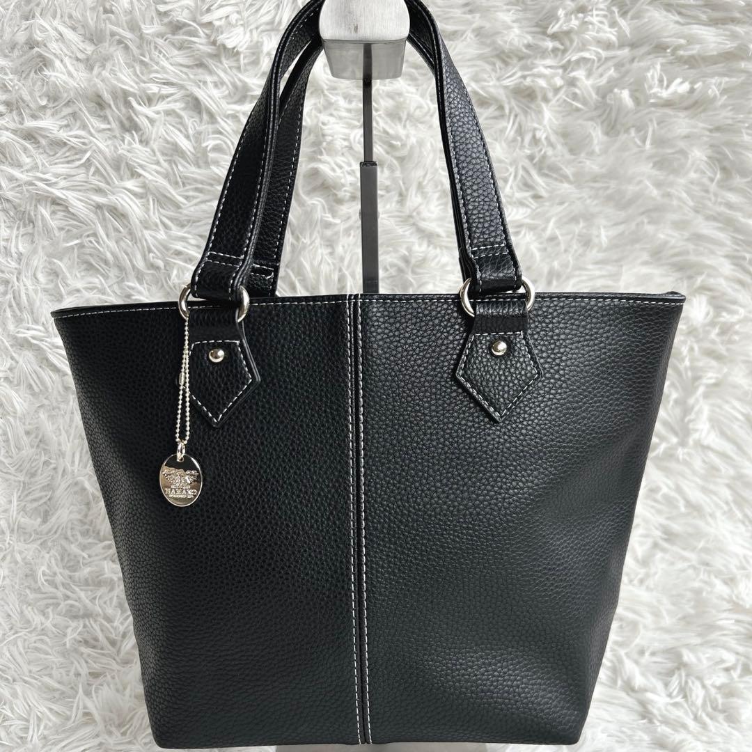 HAMANO 濱野皮革工藝　レザートートバッグ　小型　ブラック　シボ革