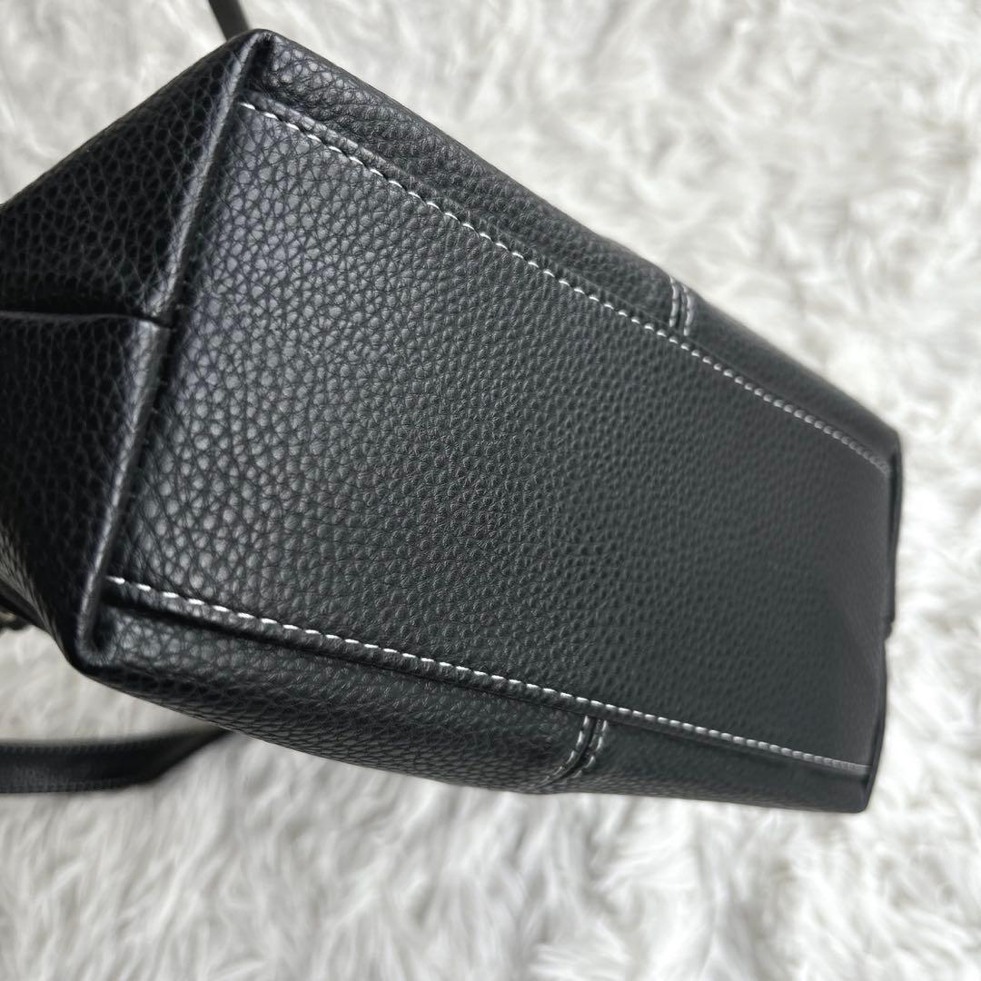 HAMANO 濱野皮革工藝　レザートートバッグ　小型　ブラック　シボ革