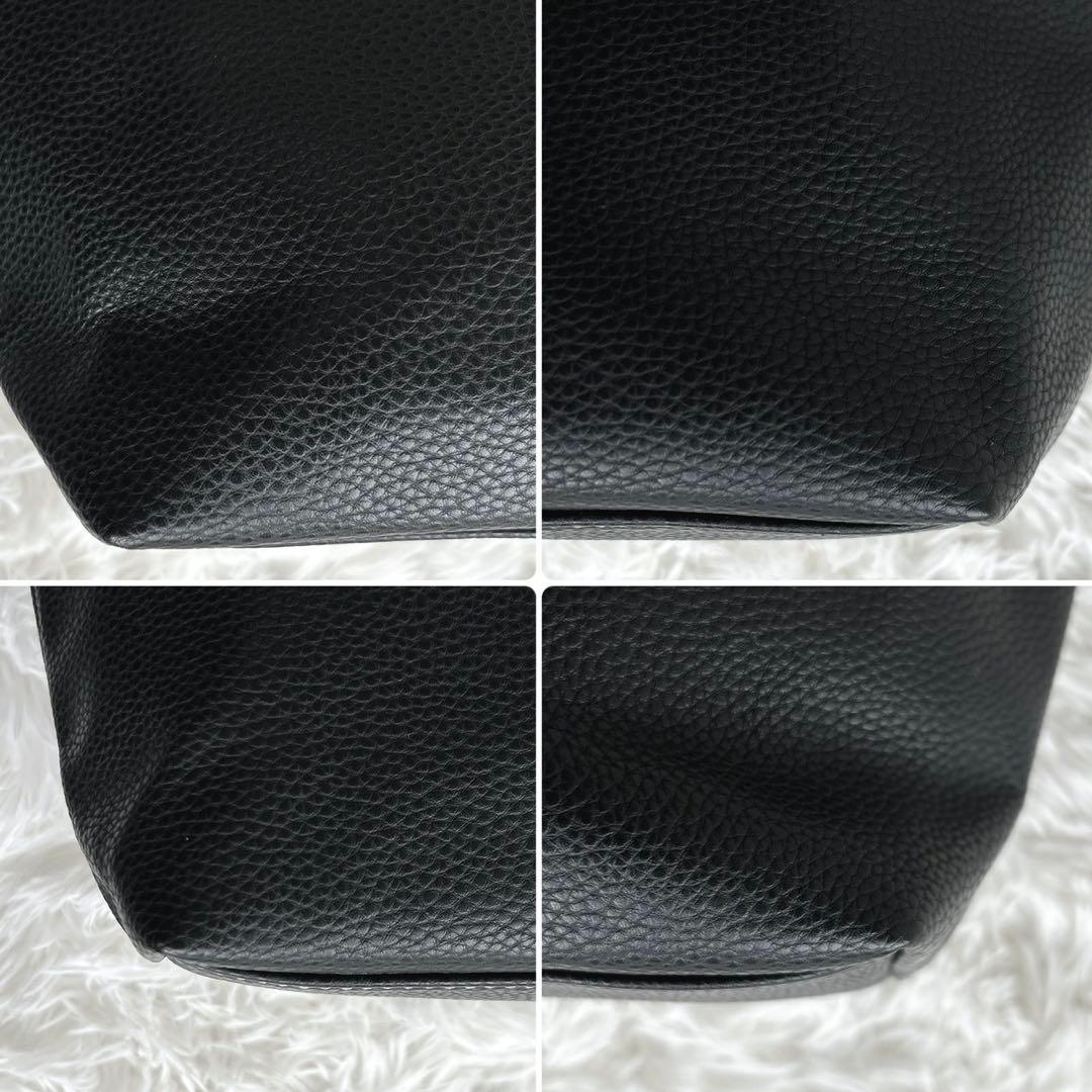 HAMANO 濱野皮革工藝　レザートートバッグ　小型　ブラック　シボ革