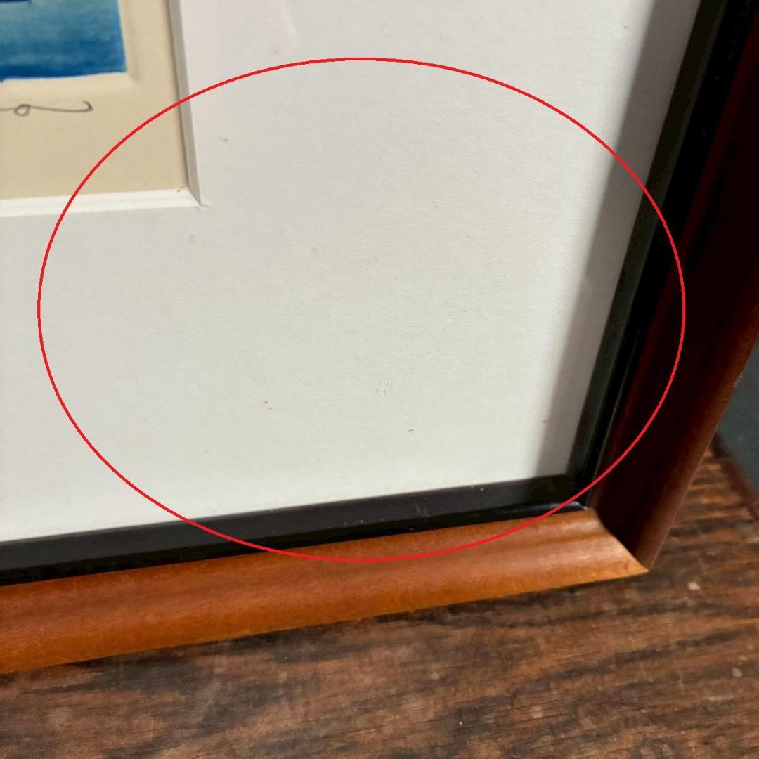 美品 深沢幸雄「女性と鳥」銅版画 彩色 1975年作 直筆サイン入り 額縁入り