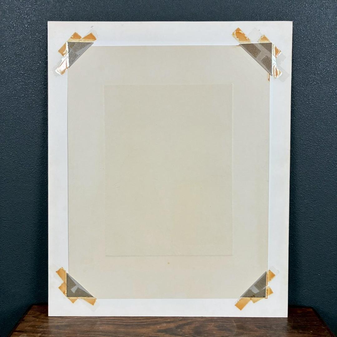 美品 深沢幸雄「女性と鳥」銅版画 彩色 1975年作 直筆サイン入り 額縁入り