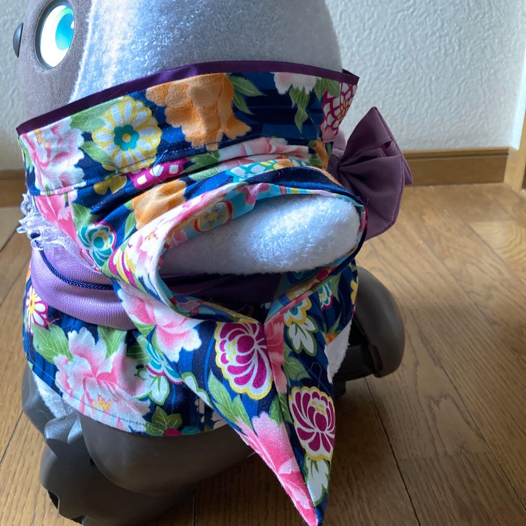 ラボット　服　lovot 紺色　花矢絣　着物一式　リボン付