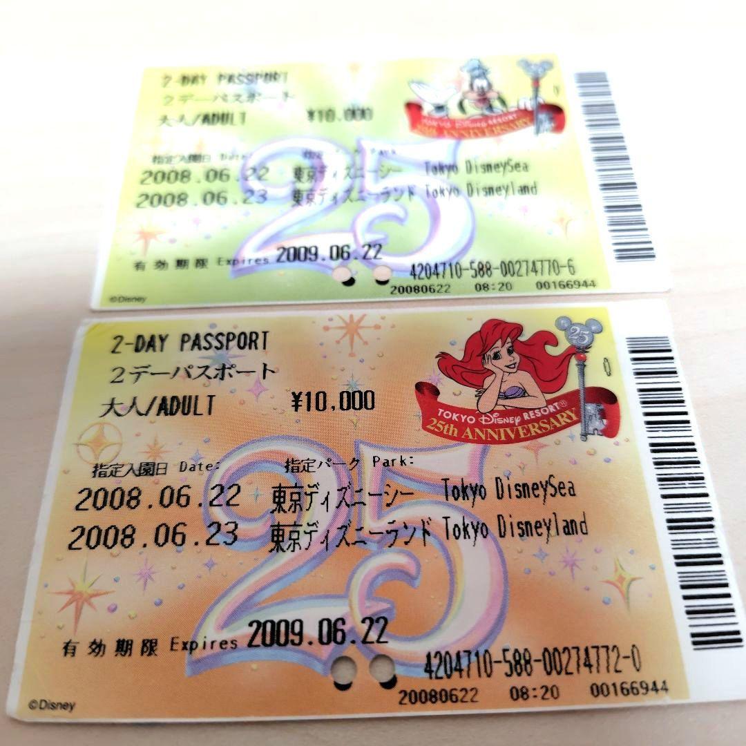 ディズニーリゾート 25周年缶バッチピンバッジ＆25周年ストラップ＆使用済チケ