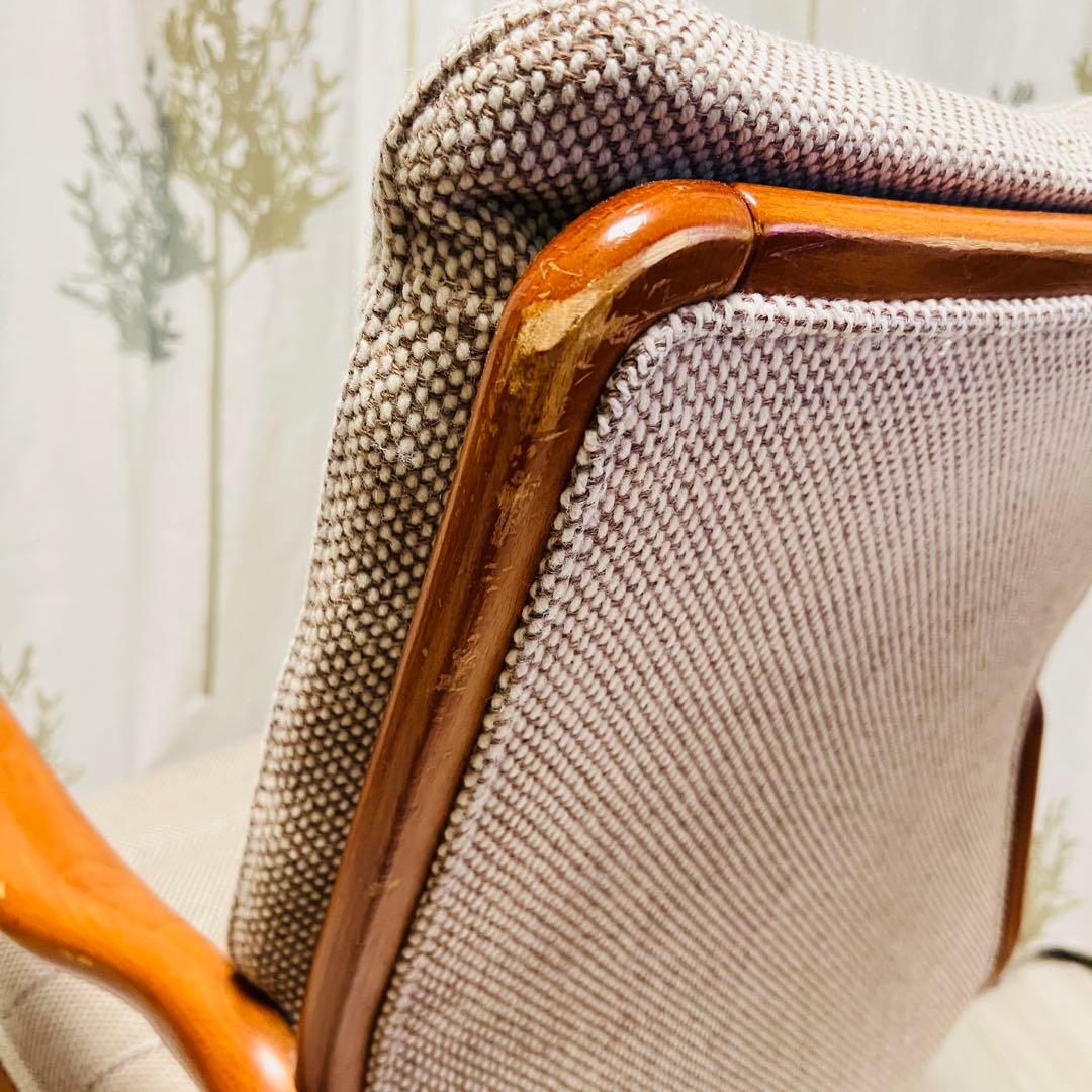 ①【カリモク家具】ヴィンテージ 昇降式　回転椅子　キャスター付き