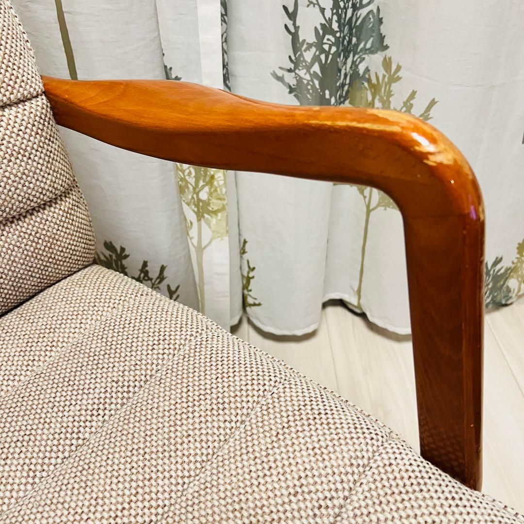 ①【カリモク家具】ヴィンテージ 昇降式　回転椅子　キャスター付き