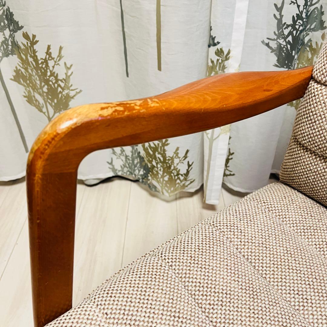 ①【カリモク家具】ヴィンテージ 昇降式　回転椅子　キャスター付き