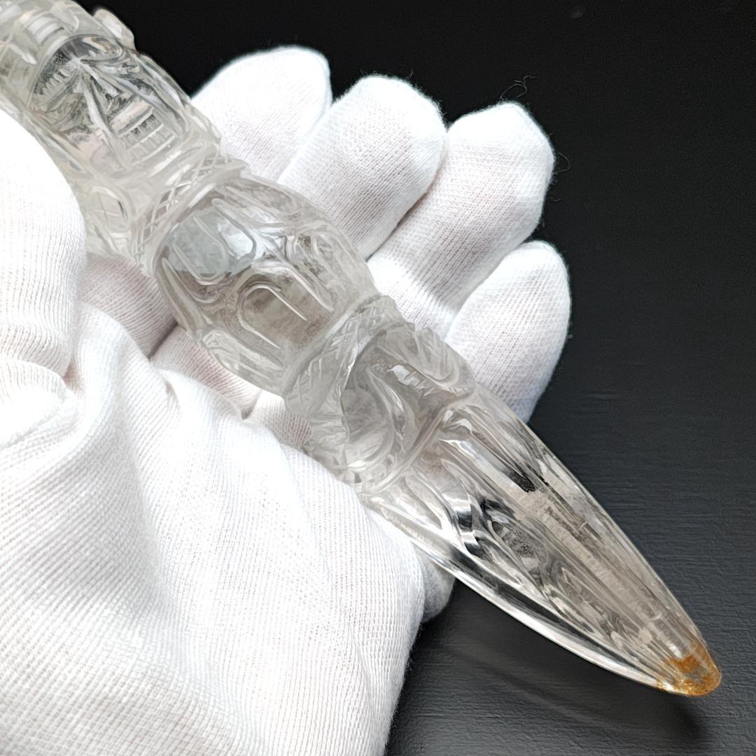 【No,2】ネパール ヒマラヤ水晶製 密教宝剣 プルパ 金剛杭 チベットプルパ