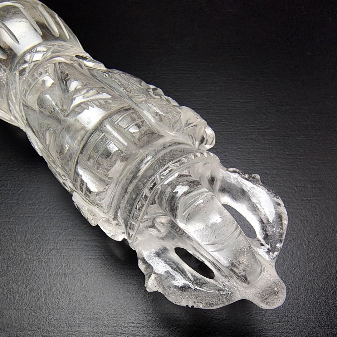 【No,2】ネパール ヒマラヤ水晶製 密教宝剣 プルパ 金剛杭 チベットプルパ