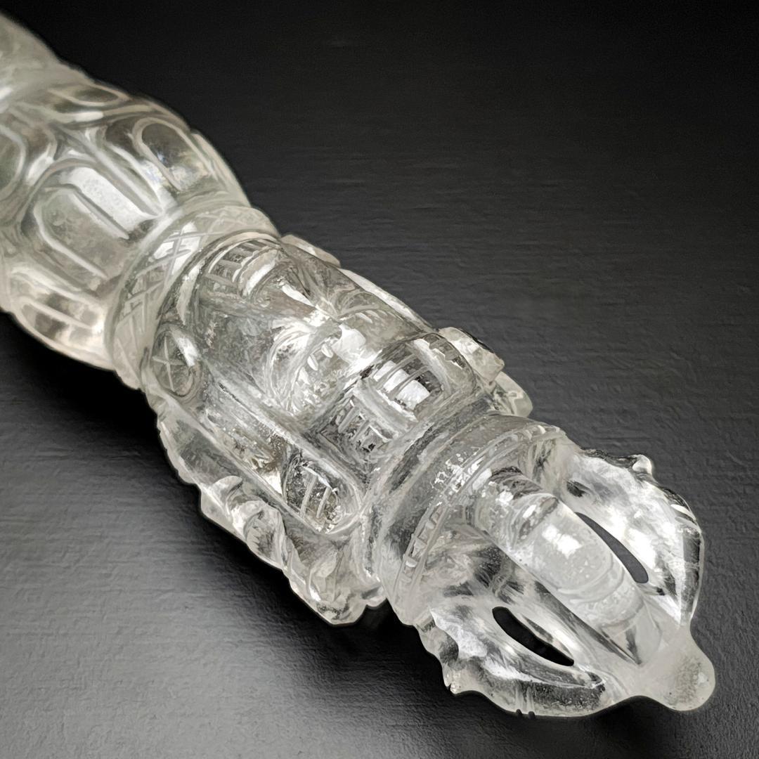 【No,2】ネパール ヒマラヤ水晶製 密教宝剣 プルパ 金剛杭 チベットプルパ