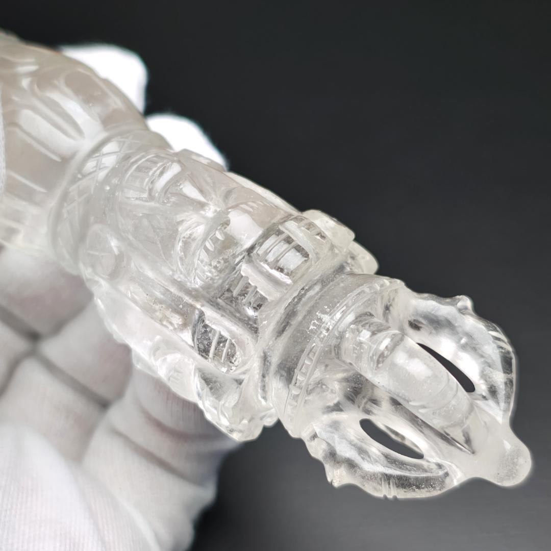 【No,2】ネパール ヒマラヤ水晶製 密教宝剣 プルパ 金剛杭 チベットプルパ