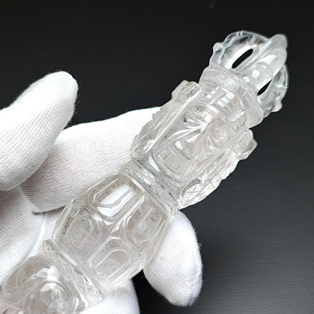 【No,2】ネパール ヒマラヤ水晶製 密教宝剣 プルパ 金剛杭 チベットプルパ