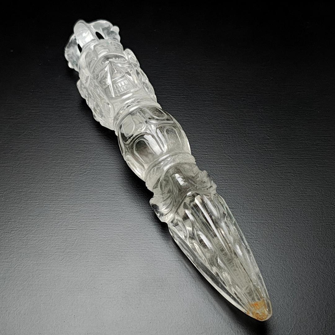 【No,2】ネパール ヒマラヤ水晶製 密教宝剣 プルパ 金剛杭 チベットプルパ