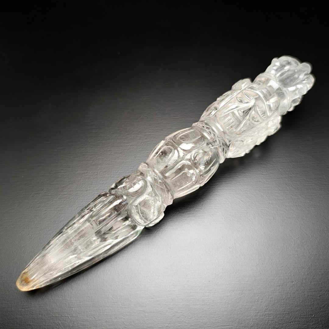 【No,2】ネパール ヒマラヤ水晶製 密教宝剣 プルパ 金剛杭 チベットプルパ