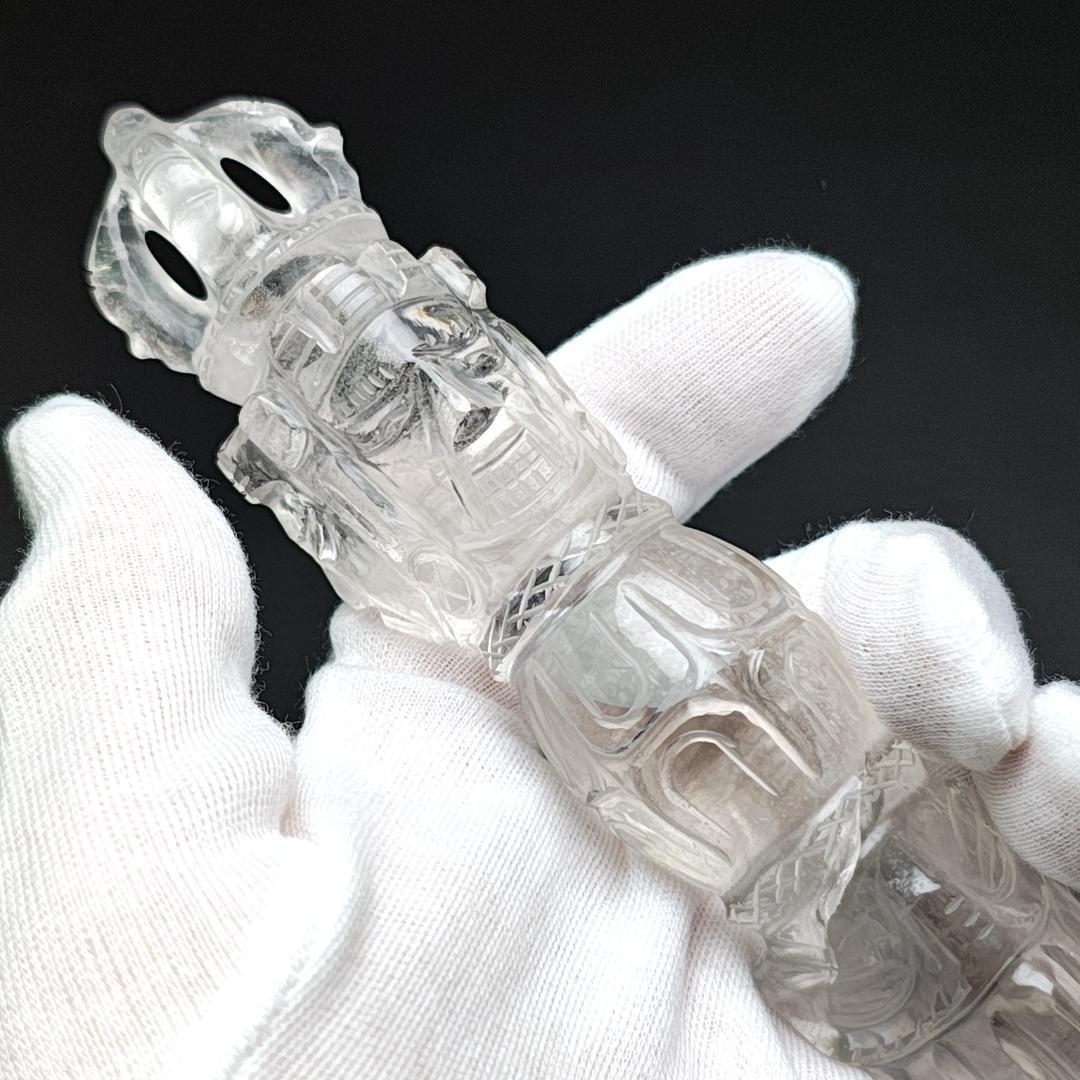 【No,2】ネパール ヒマラヤ水晶製 密教宝剣 プルパ 金剛杭 チベットプルパ