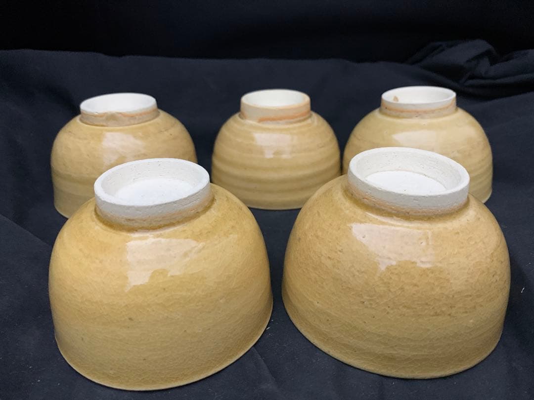 黄瀬戸　湯呑　５客　共箱付き　加藤令吉作